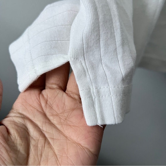Rough Dress Plain White Ribbed Polo Shirt - Large - Picture 8 of 11